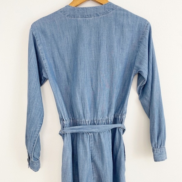 Gap Chambray V-Neck Tie Belt Jean Denim Jumpsuit Size 00 - Picture 8 of 15